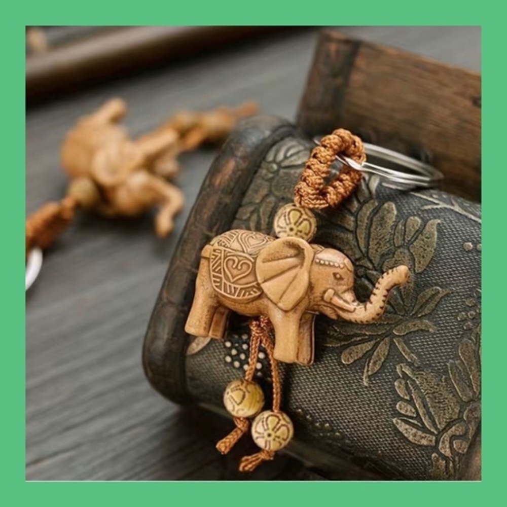 Elephant Keychain in Tan
